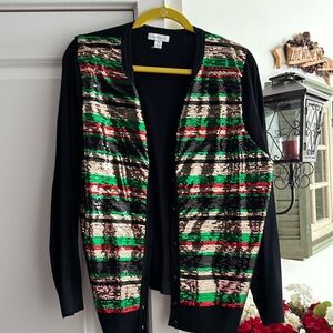 Charter Club Holiday Sequined Black Sweater XXL